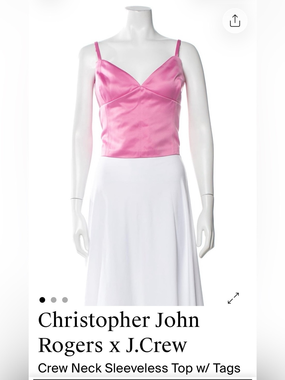 Christopher John Rogers x J.Crew Pink Satin Cropped Cami, NWT